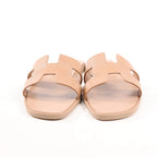 HERMES Oran Leather Sandals in Beige, Size 36.5 EU