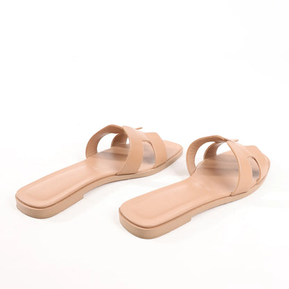 HERMES Oran Leather Sandals in Beige, Size 36.5 EU