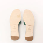 HERMES Oran Epsom Leather Sandals in Vert Cactus Green, Size 39 EU