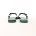 HERMES Oran Epsom Leather Sandals in Vert Cactus Green, Size 39 EU