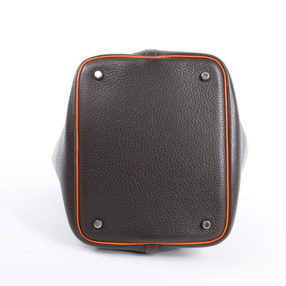HERMES Picotan 22 MM Eclat Taurillon Clémence Chocolat x orange Garniture Métal Argenté □I : 2005