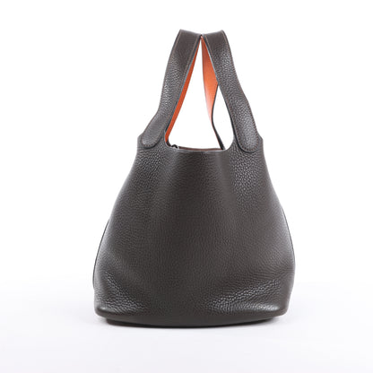 HERMES Picotan 22 MM Eclat Taurillon Clémence Chocolat x orange Garniture Métal Argenté □I : 2005