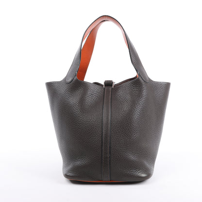 HERMES Picotan 22 MM Eclat Taurillon Clémence Chocolat x orange Garniture Métal Argenté □I : 2005