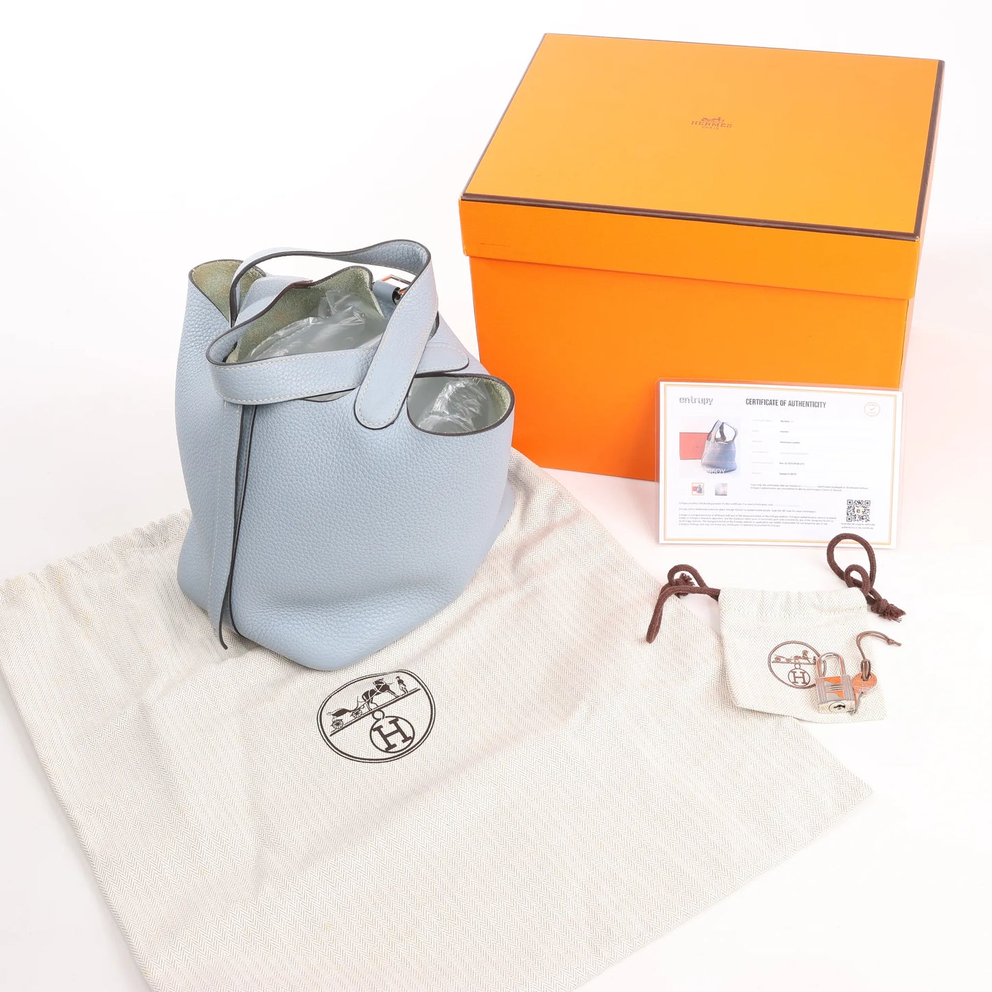 HERMES Picotin Lock 18 PM Taurillon Clemence Handbag in Blue □Q:2013