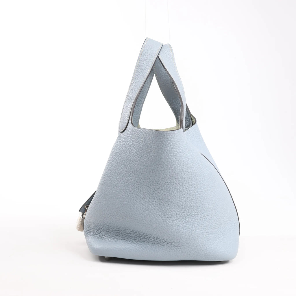 HERMES Picotin Lock 18 PM Taurillon Clemence Handbag in Blue □Q:2013