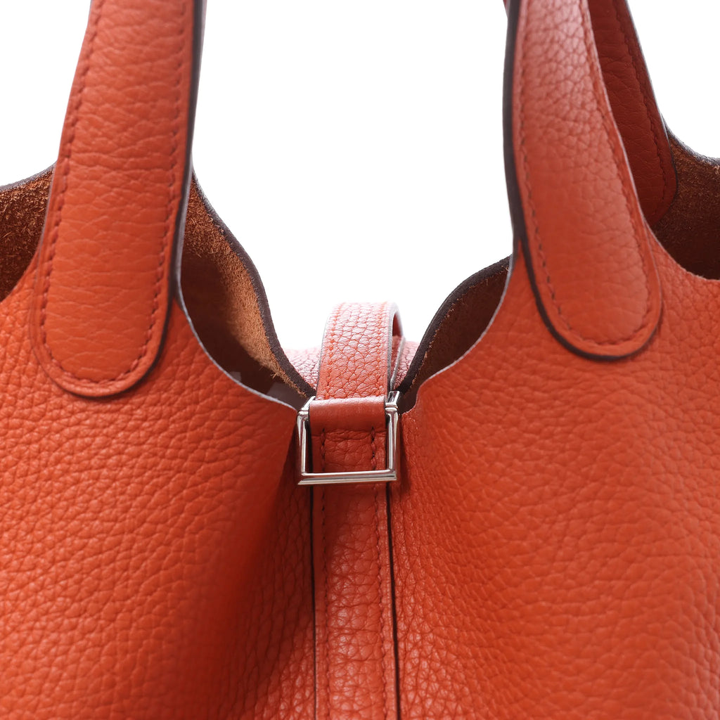 HERMES Picotin Lock 18 PM Taurillon Clemence Handbag in Orange X: 2016