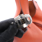 HERMES Picotin Lock 18 PM Taurillon Clemence Handbag in Orange X: 2016