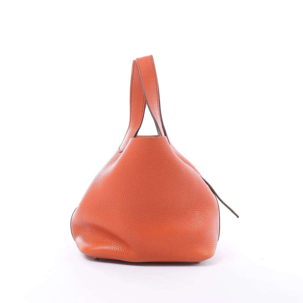HERMES Picotin Lock 18 PM Taurillon Clemence Handbag in Orange X: 2016