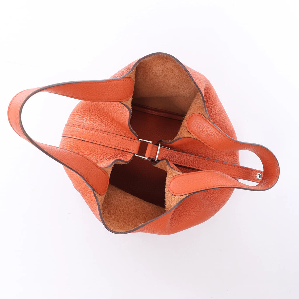 HERMES Picotin Lock 18 PM Taurillon Clemence Handbag in Orange X: 2016