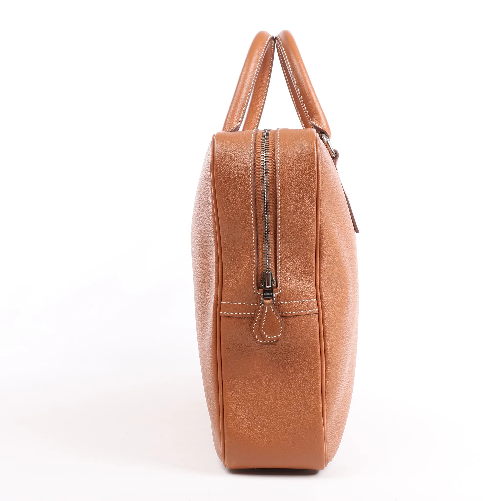 HERMES Plume 40 Evercolor Gold Silver Metal Fittings Handbag Z: 2021