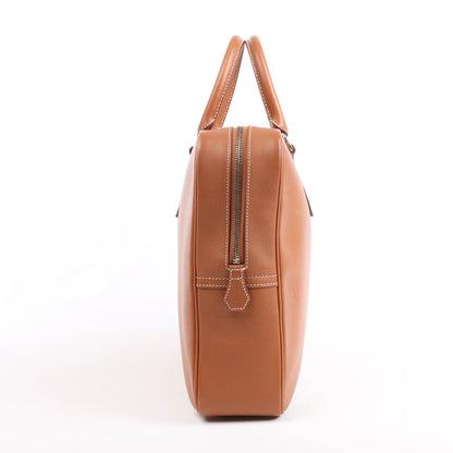 HERMES Plume 40 Evercolor Gold Silver Metal Fittings Handbag Z: 2021