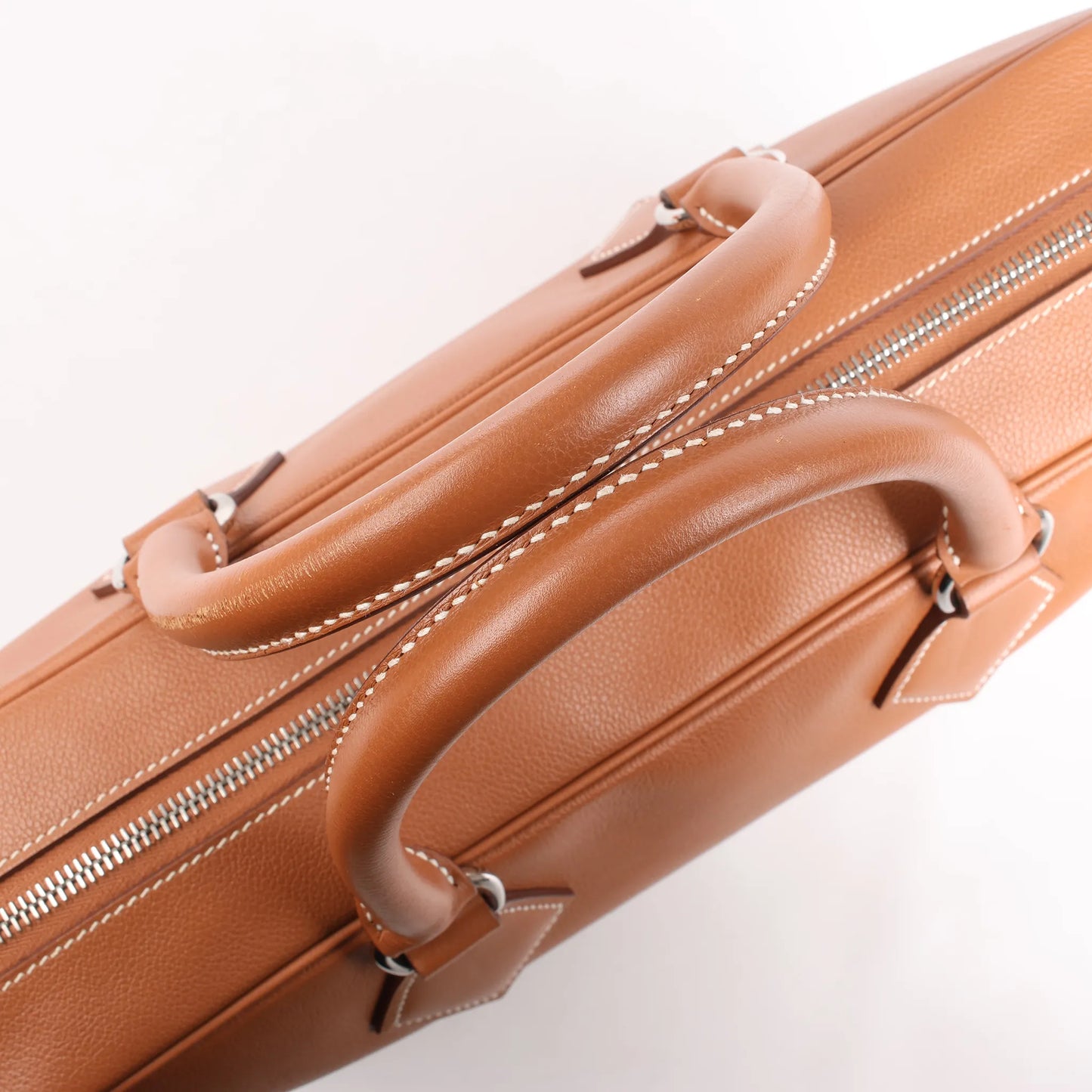 HERMES Plume 40 Evercolor Gold Silver Metal Fittings Handbag Z: 2021