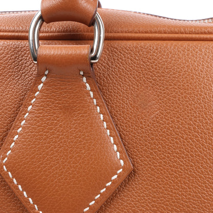 HERMES Plume 40 Evercolor Gold Silver Metal Fittings Handbag Z: 2021