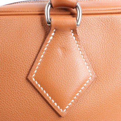 HERMES Plume 40 Evercolor Gold Silver Metal Fittings Handbag Z: 2021