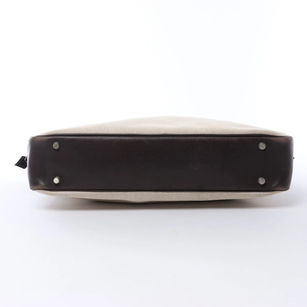 HERMES Plume Dog 38 Toile H & Leather in Beige×Brown □F: 2002
