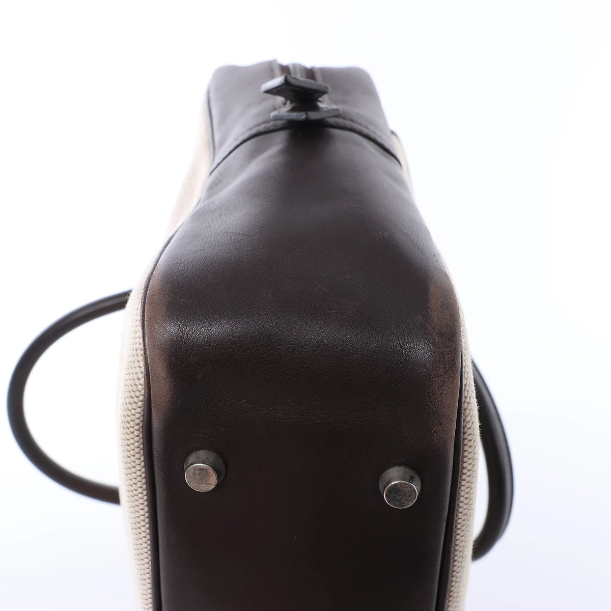 HERMES Plume Dog 38 Toile H & Leather in Beige×Brown □F: 2002