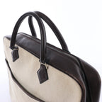 HERMES Plume Dog 38 Toile H & Leather in Beige×Brown □F: 2002