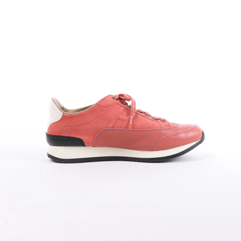 Hermès Quick Leather x Suede Sneakers in Pink, Size EU 37