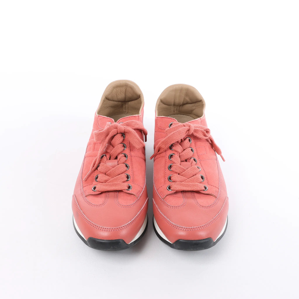 Hermès Quick Leather x Suede Sneakers in Pink, Size EU 37