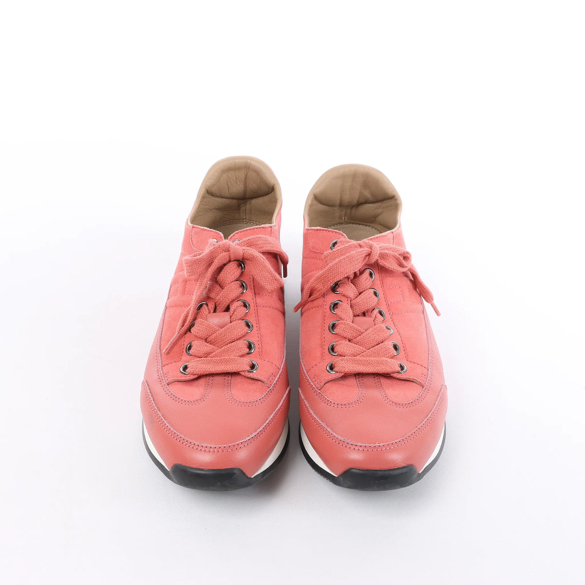 Hermès Quick Leather x Suede Sneakers in Pink, Size EU 37