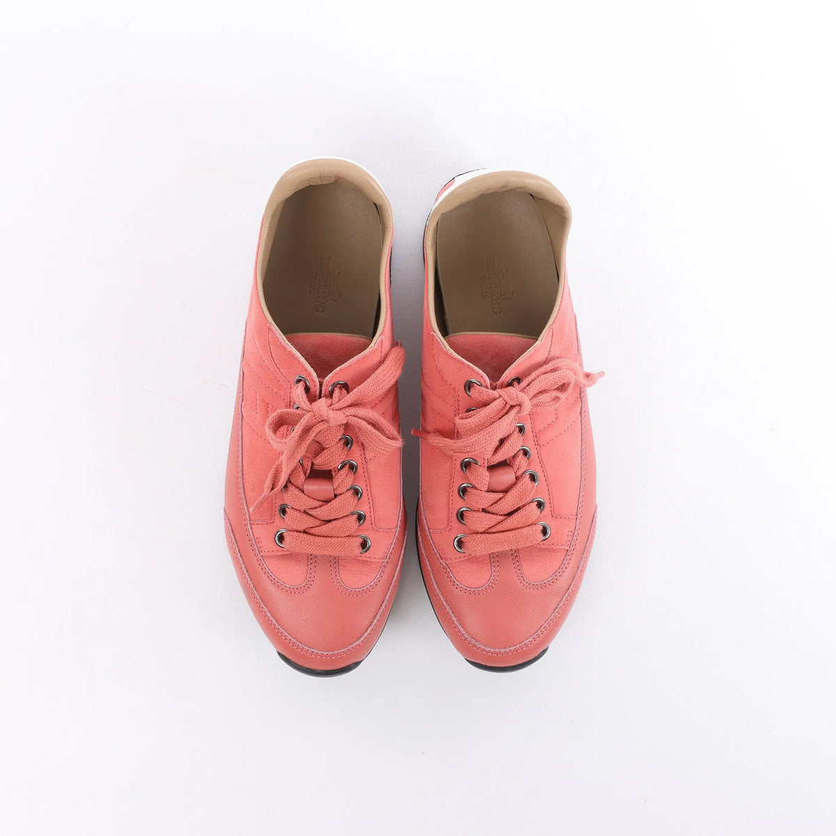Hermès Quick Leather x Suede Sneakers in Pink, Size EU 37