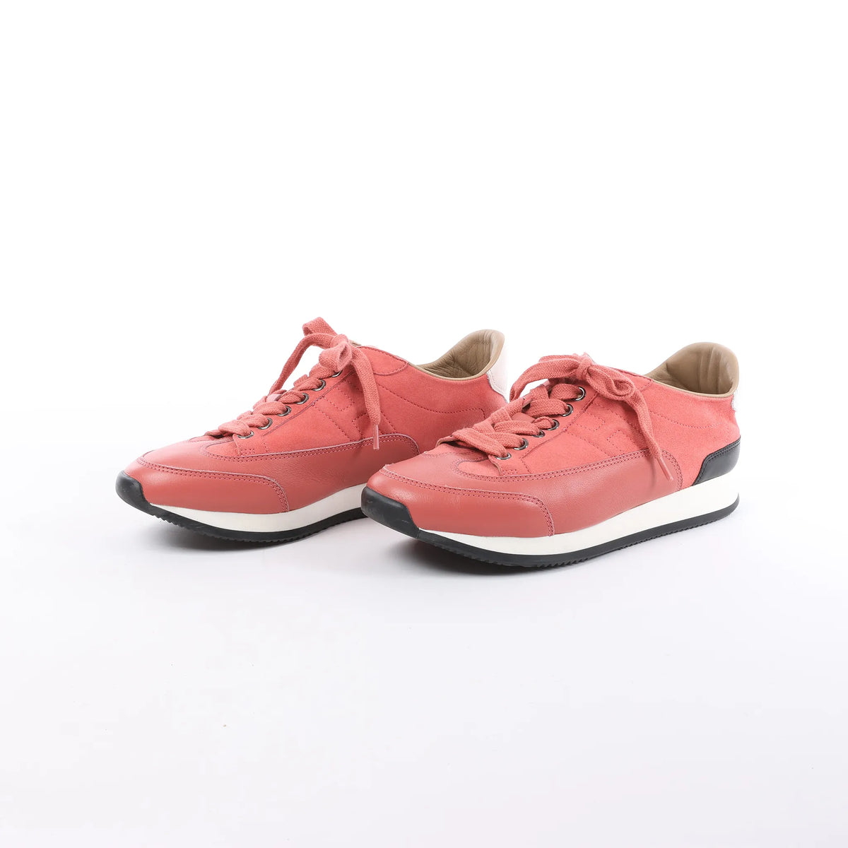 Hermès Quick Leather x Suede Sneakers in Pink, Size EU 37