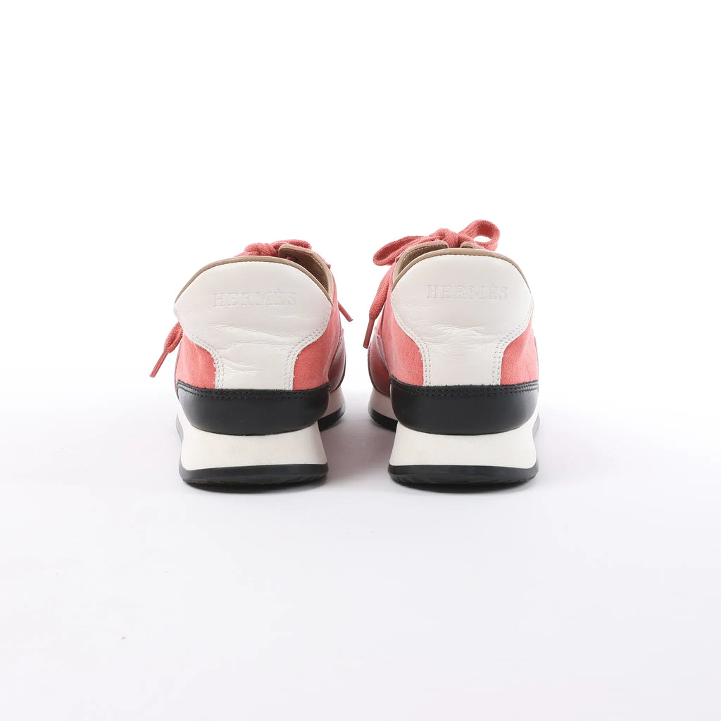 Hermès Quick Leather x Suede Sneakers in Pink, Size EU 37