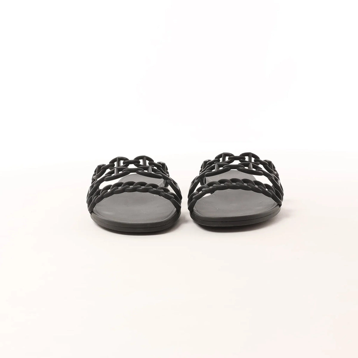 HERMES Rivage Rubber Sandals in Black, Size 36 EU