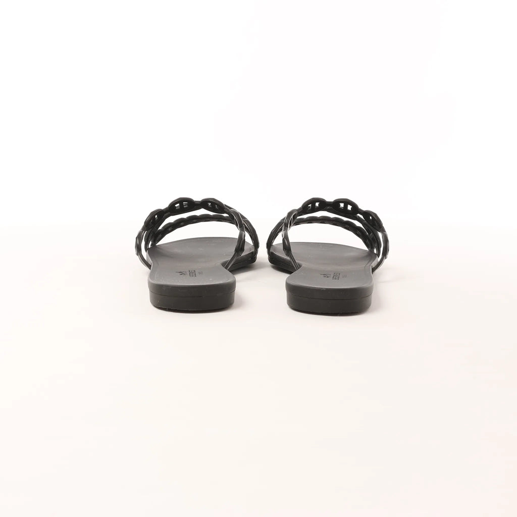 HERMES Rivage Rubber Sandals in Black, Size 36 EU