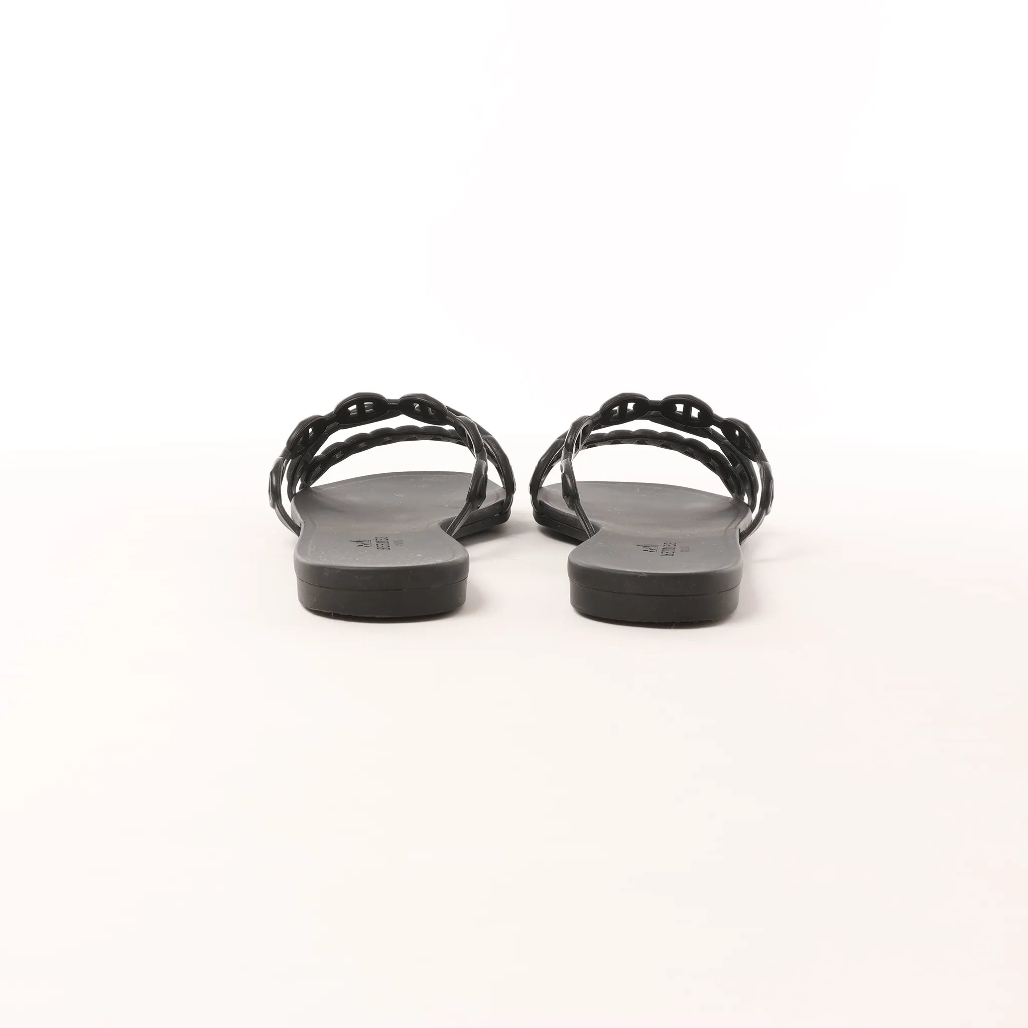 HERMES Rivage Rubber Sandals in Black, Size 36 EU