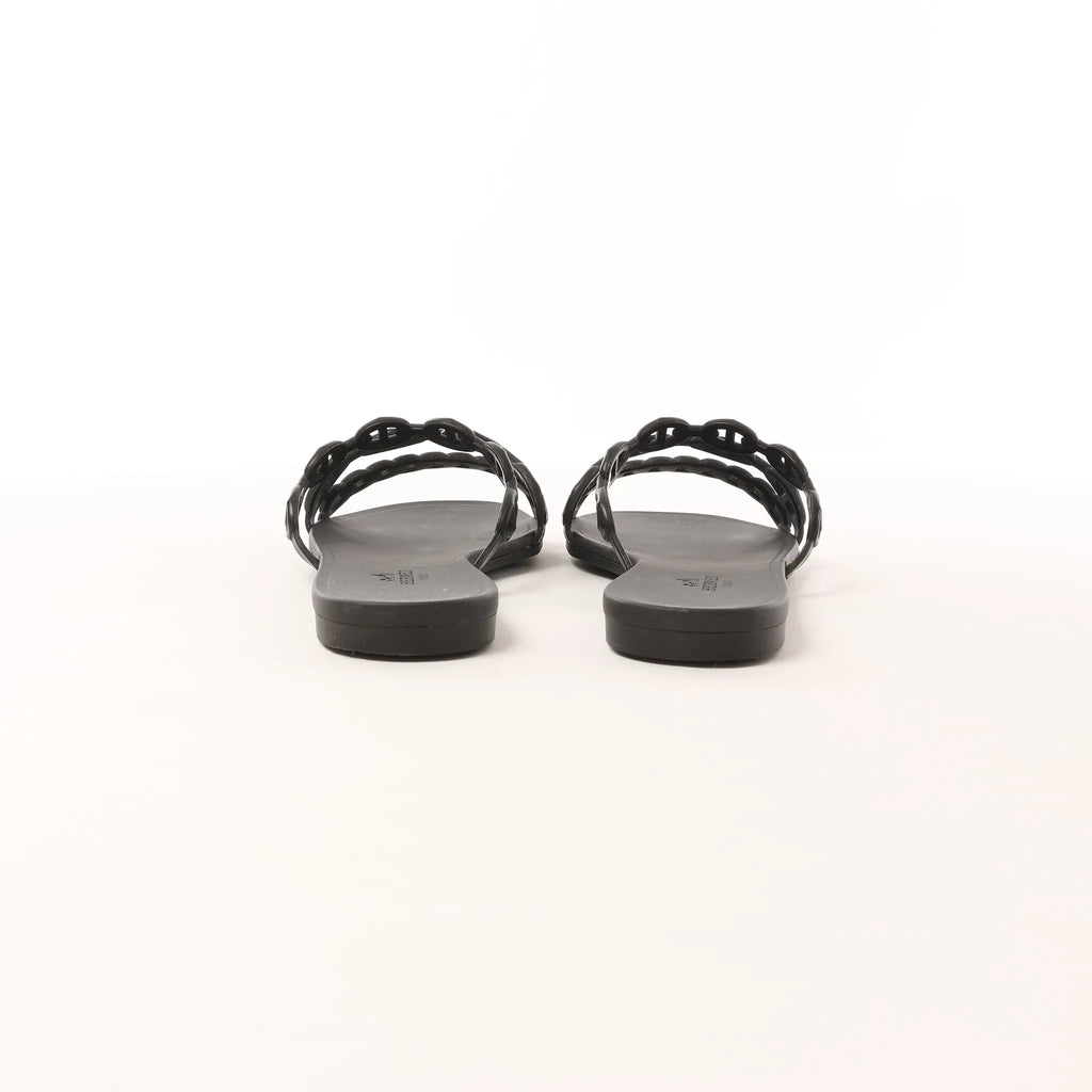 HERMES Rivage Rubber Sandals in Black, Size 36 EU