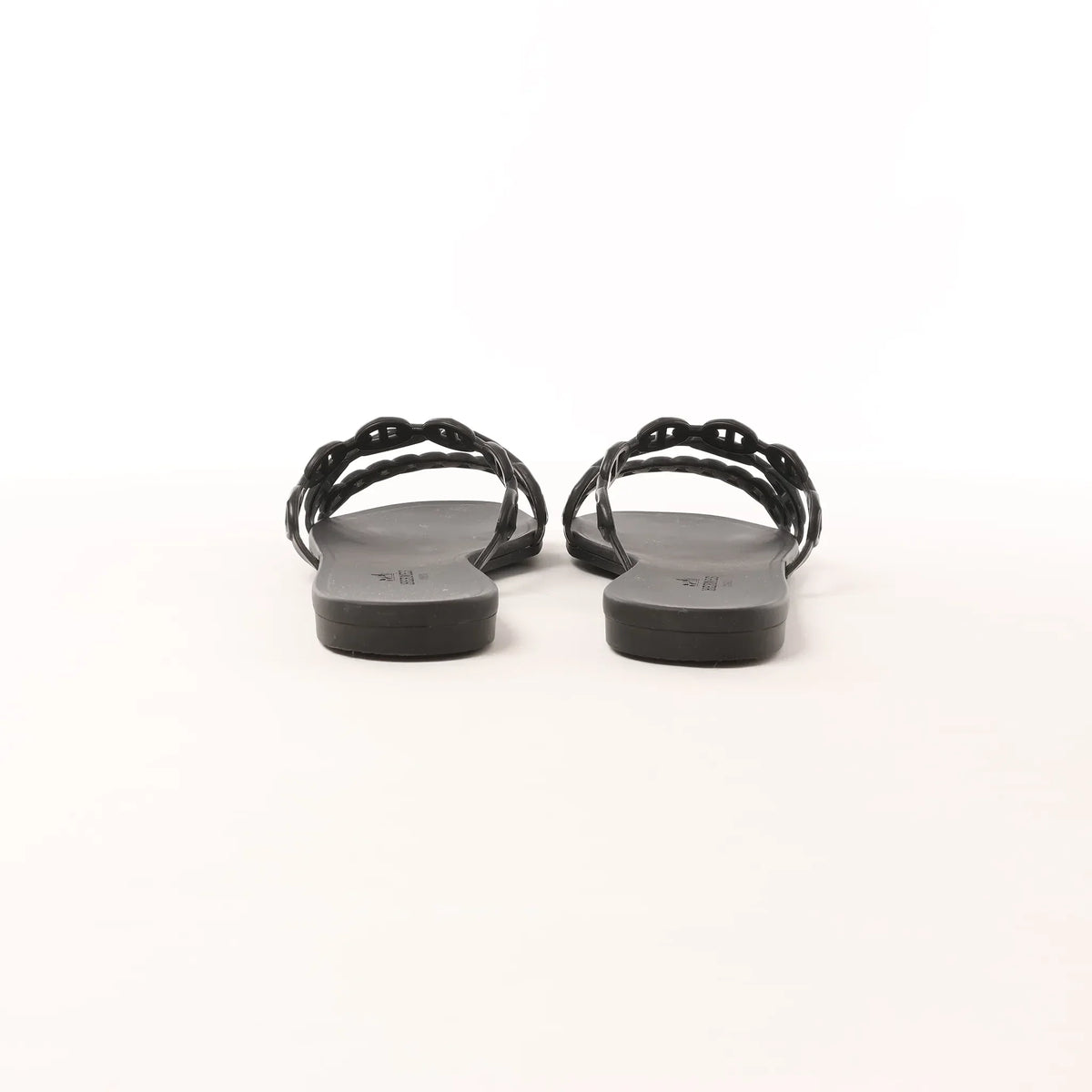HERMES Rivage Rubber Sandals in Black, Size 36 EU