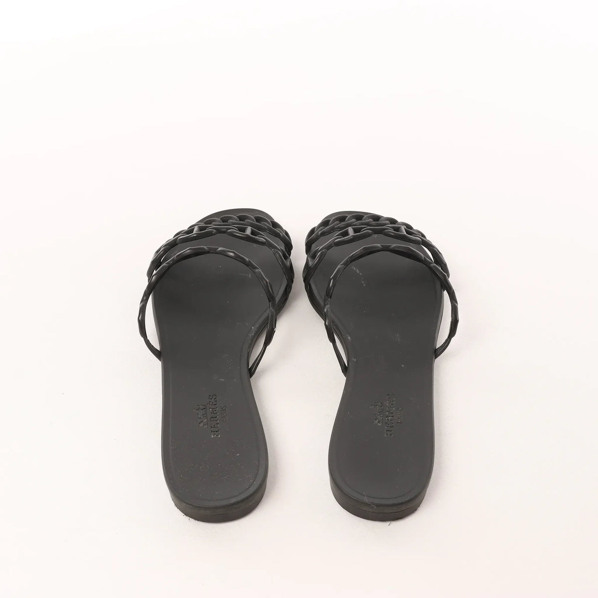 HERMES Rivage Rubber Sandals in Black, Size 36 EU