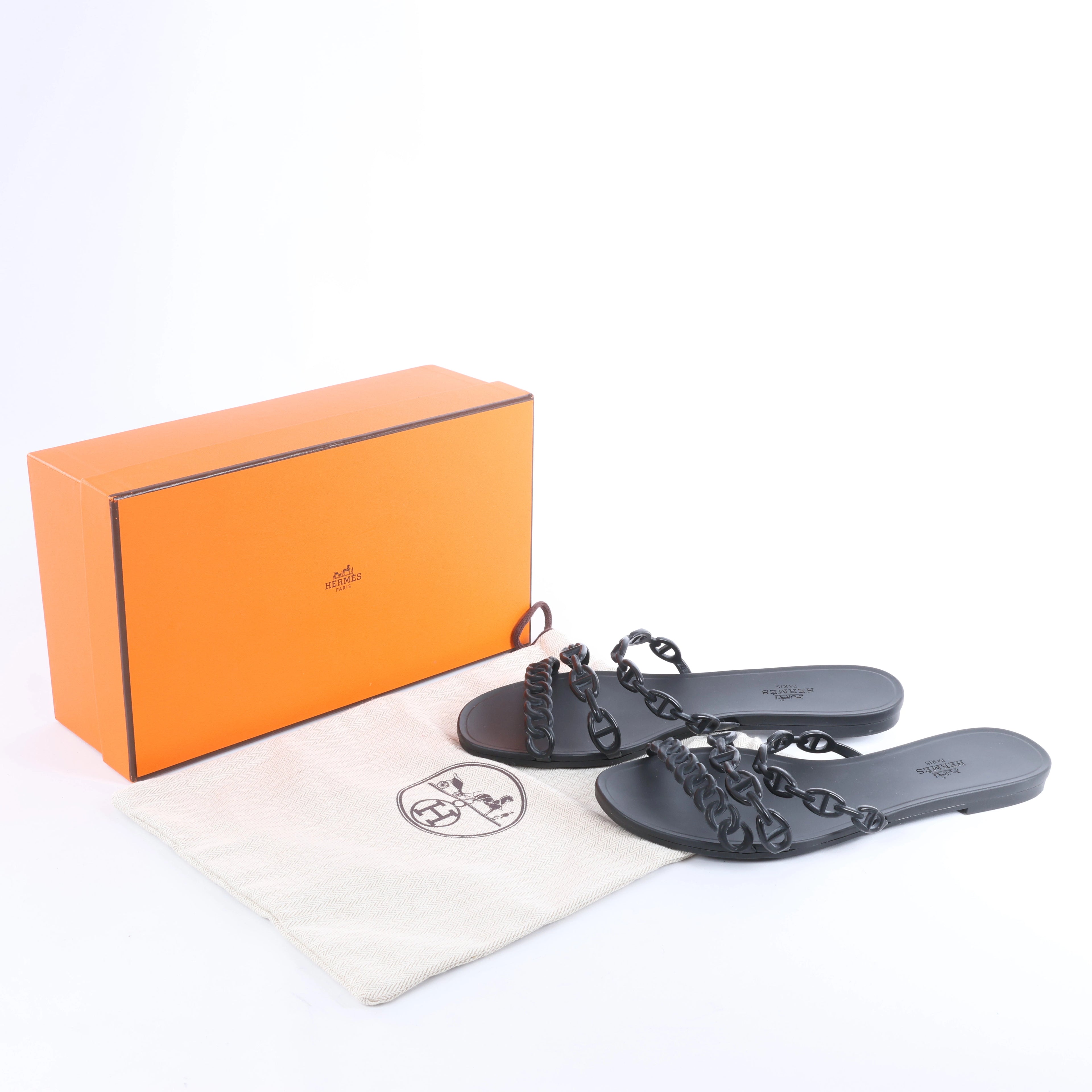 Sandalias de goma Rivage de HERMES en negro, talla 36 UE