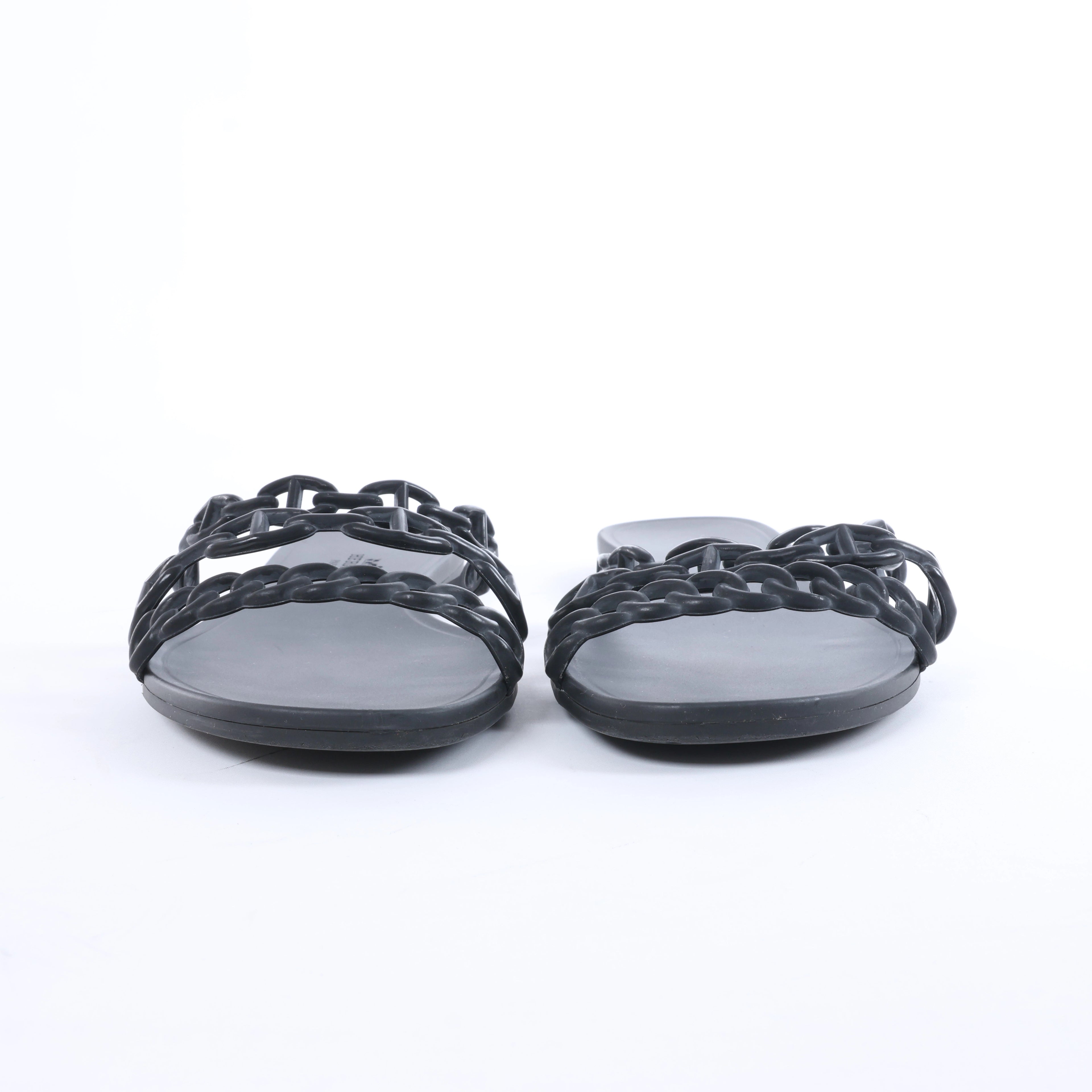 Sandalias de goma Rivage de HERMES en negro, talla 36 UE
