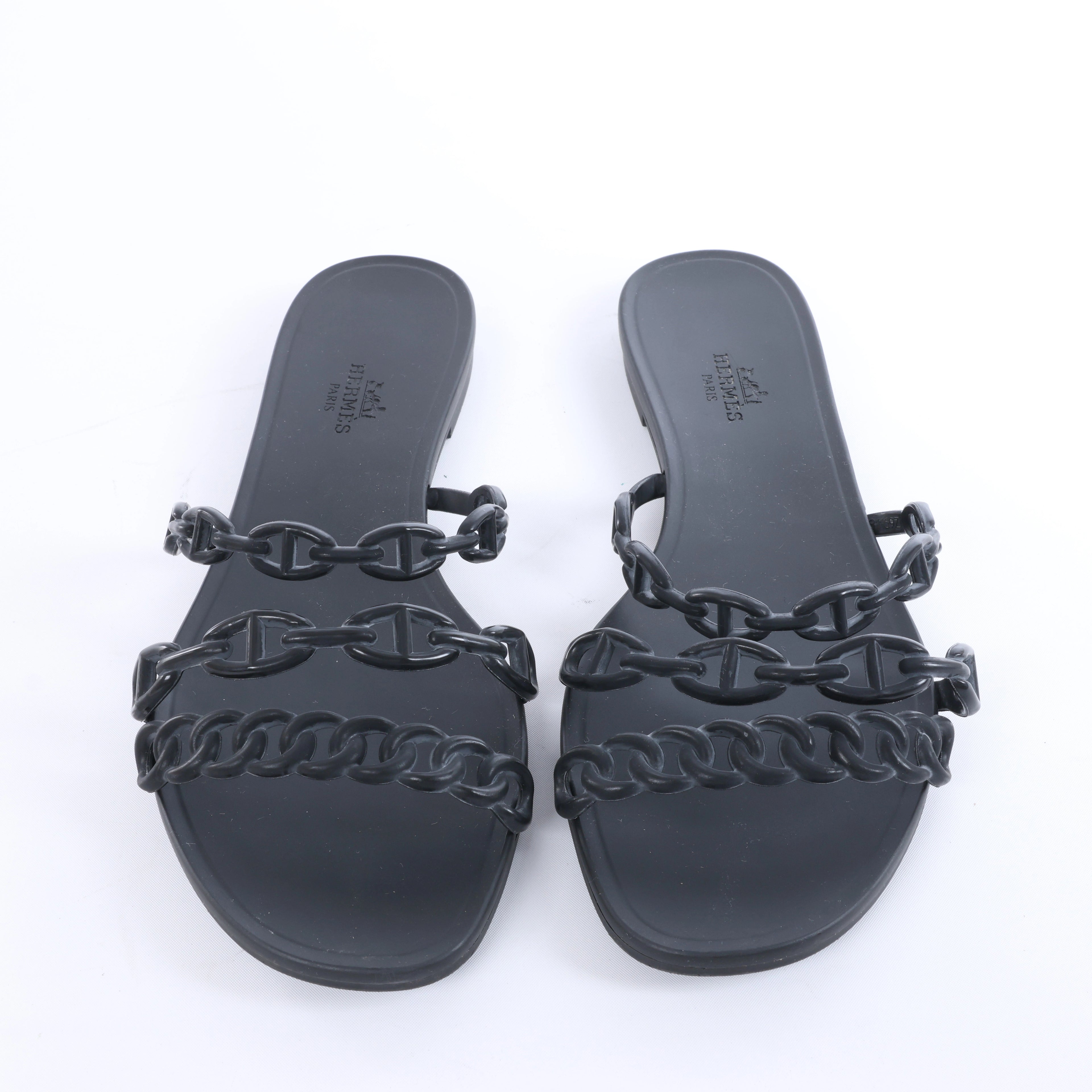 Sandalias de goma Rivage de HERMES en negro, talla 36 UE