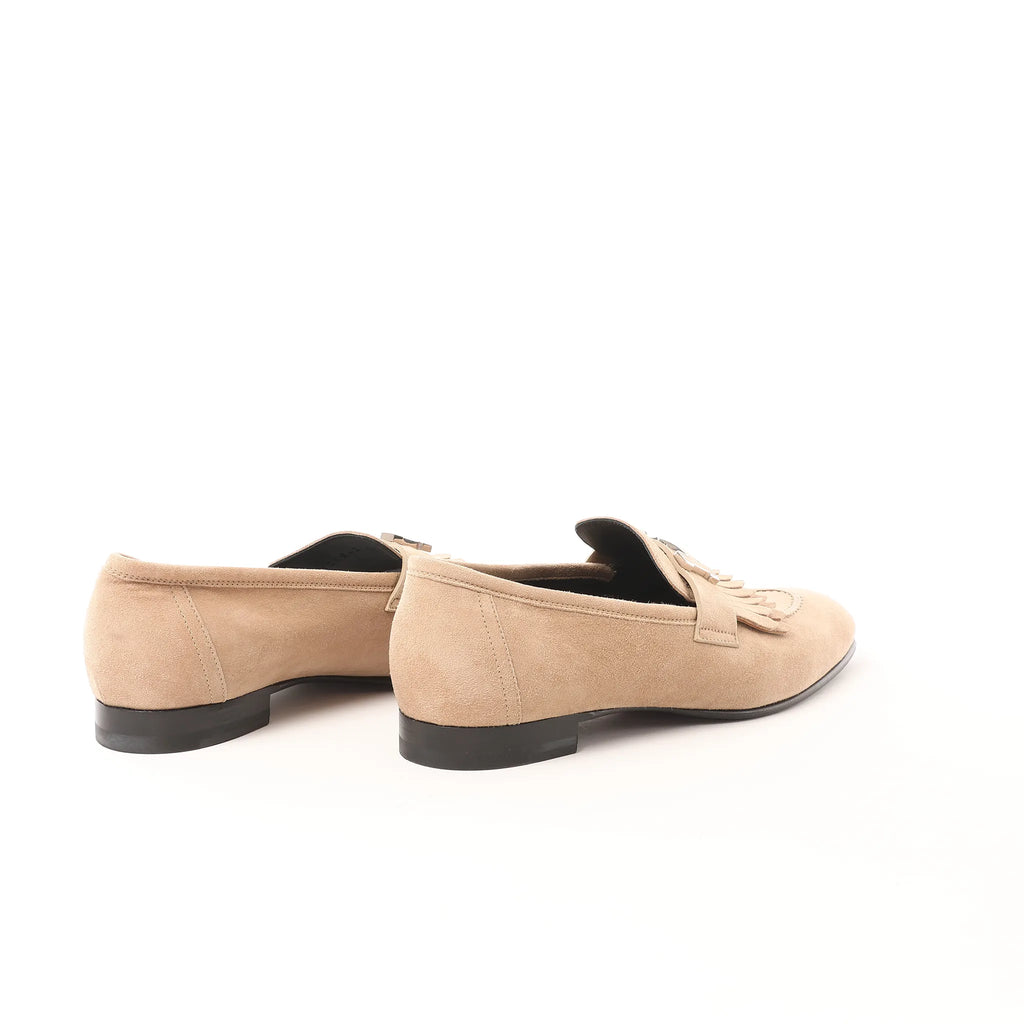 Hermès Royal Suede Loafer in Beige, Size 38.5 EU