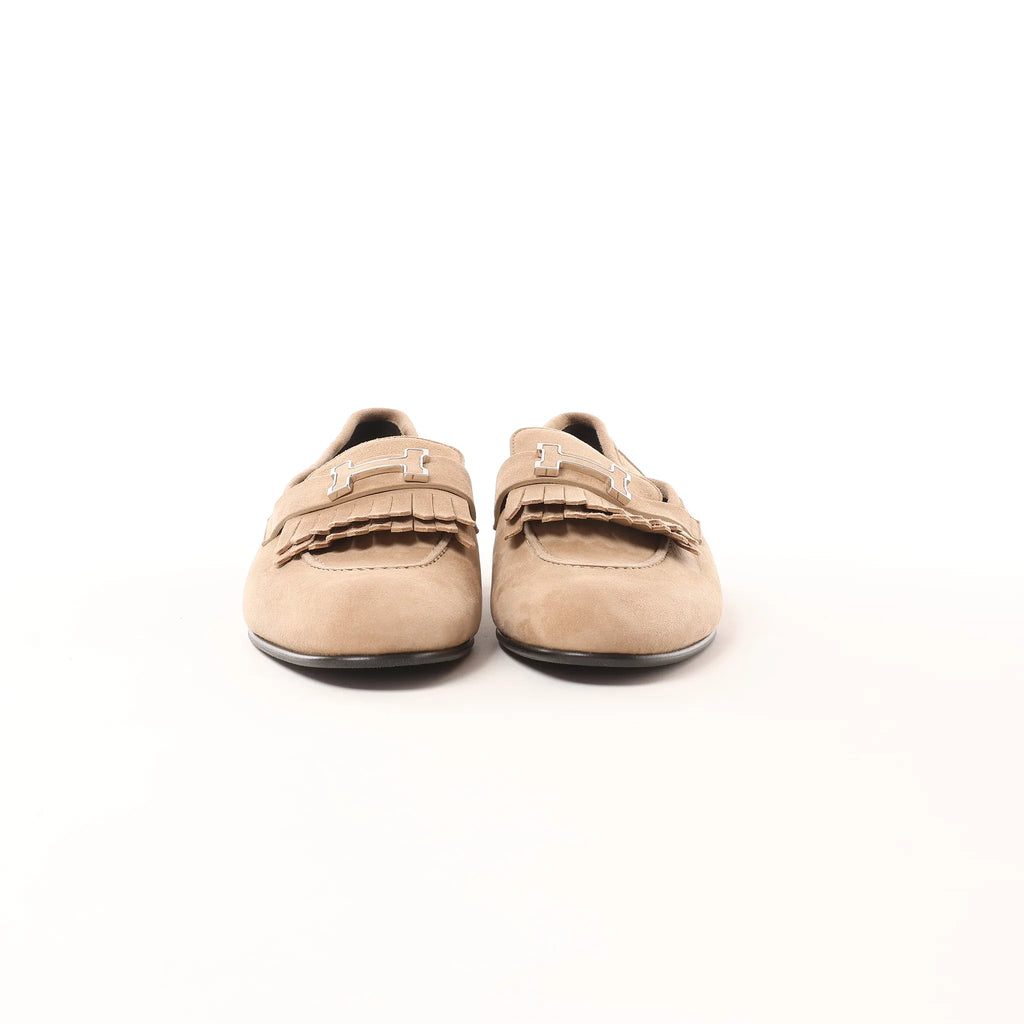 Hermès Royal Suede Loafer in Beige, Size 38.5 EU