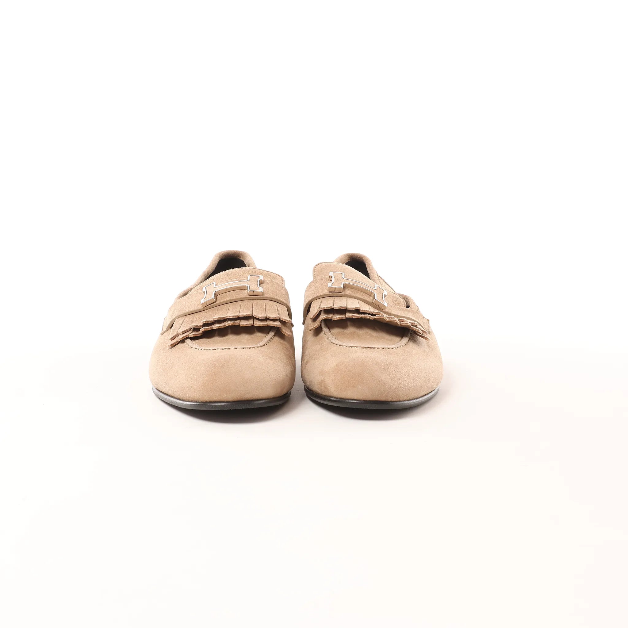 Hermès Royal Suede Loafer in Beige, Size 38.5 EU