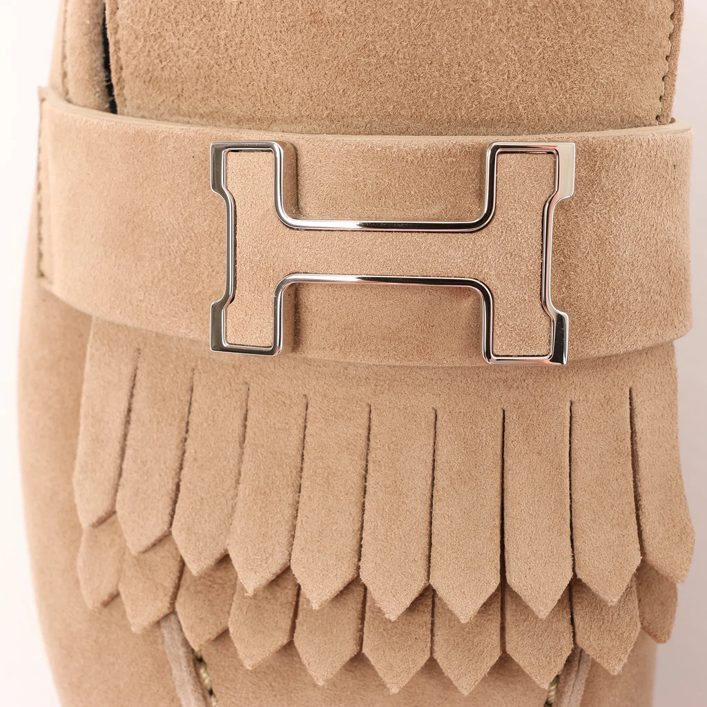 Hermès Royal Suede Loafer in Beige, Size 38.5 EU