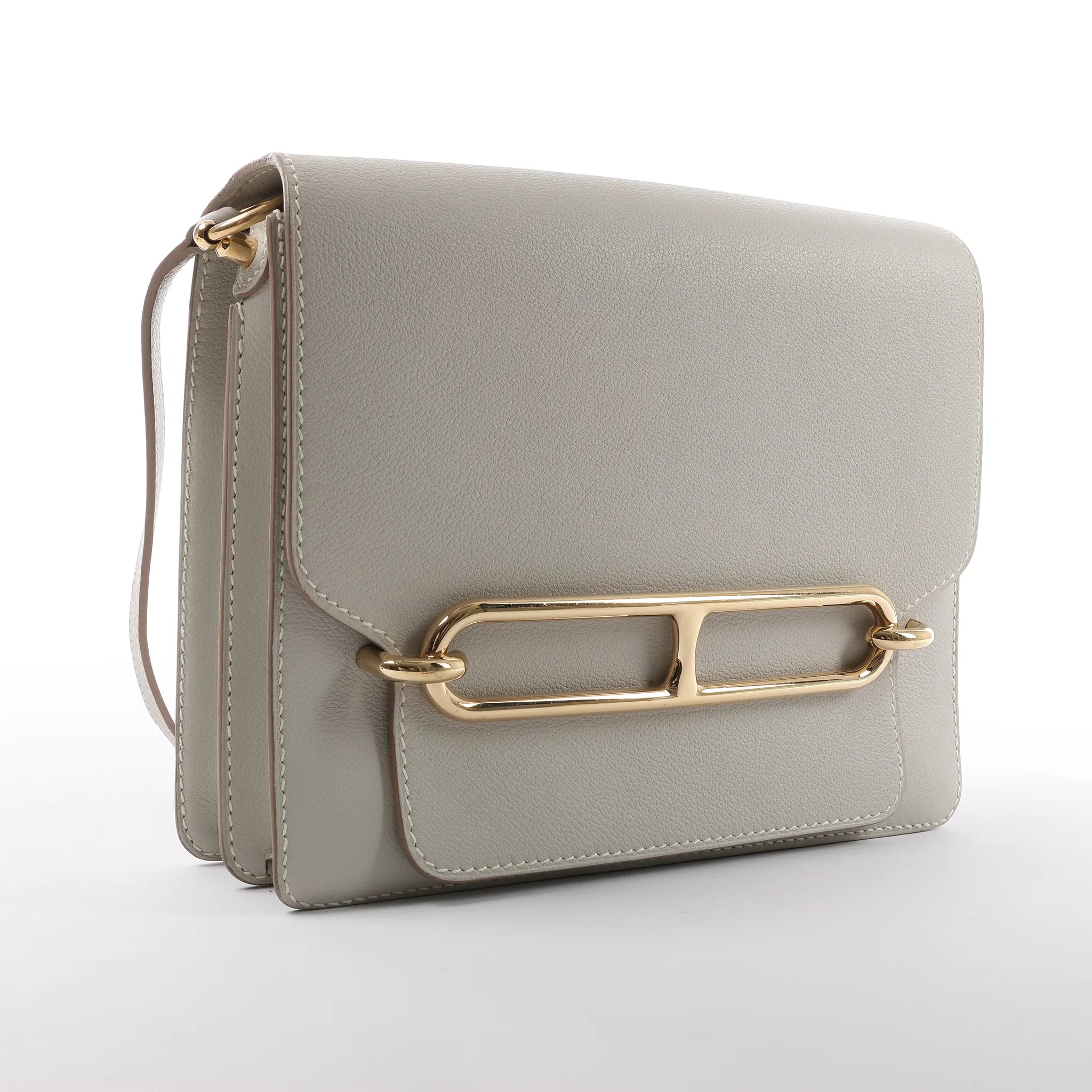 Hermes Sac Roulis 23 Evercolor Crossbody Bag in Pearl Gray C: 2018