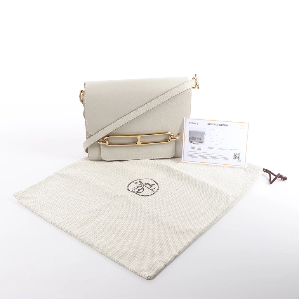 Hermes Sac Roulis 23 Evercolor Crossbody Bag in Pearl Gray C: 2018