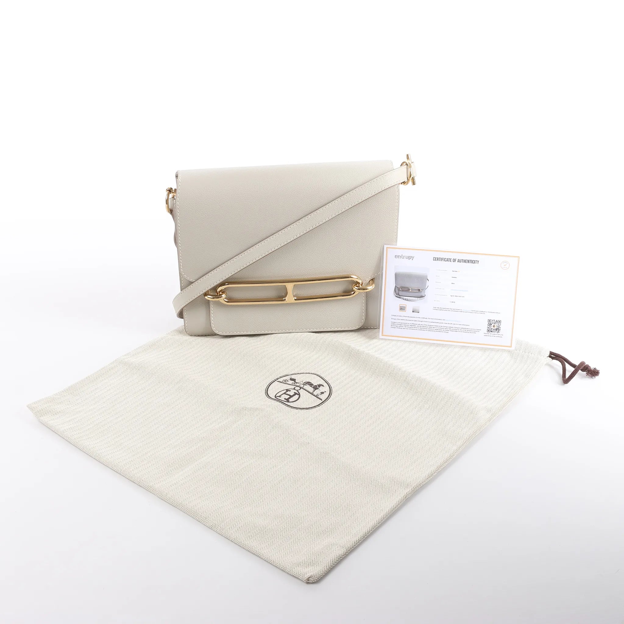 Hermes Sac Roulis 23 Evercolor Crossbody Bag in Pearl Gray C: 2018