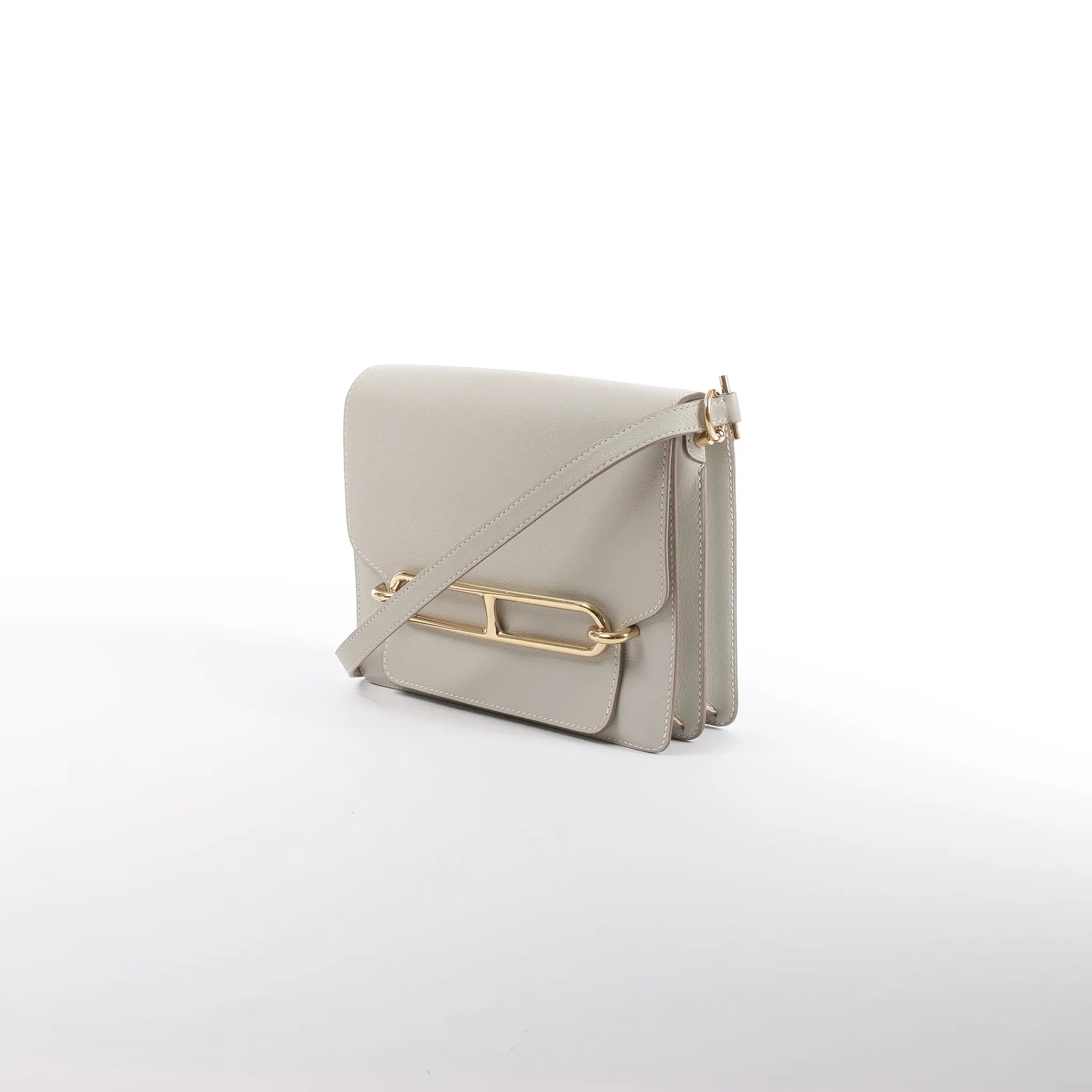 Hermes Sac Roulis 23 Evercolor Crossbody Bag in Pearl Gray C: 2018
