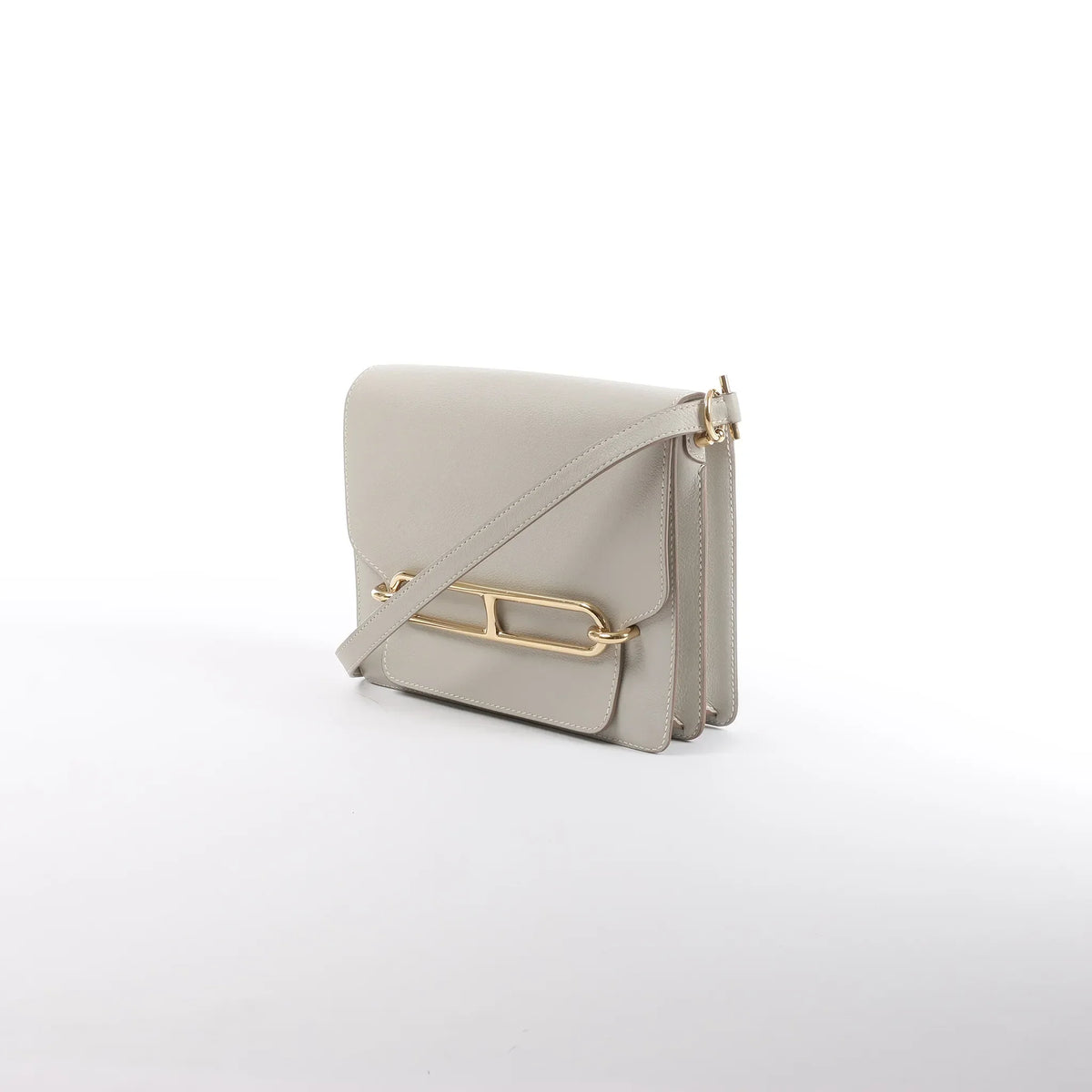 Hermes Sac Roulis 23 Evercolor Crossbody Bag in Pearl Gray C: 2018