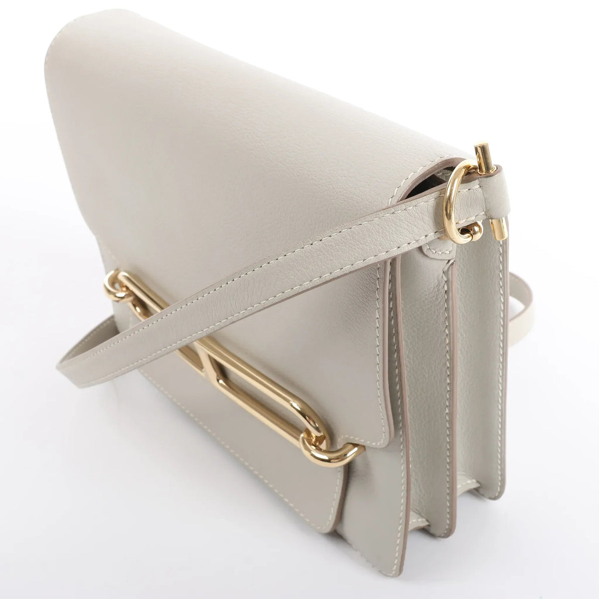 Hermes Sac Roulis 23 Evercolor Crossbody Bag in Pearl Gray C: 2018
