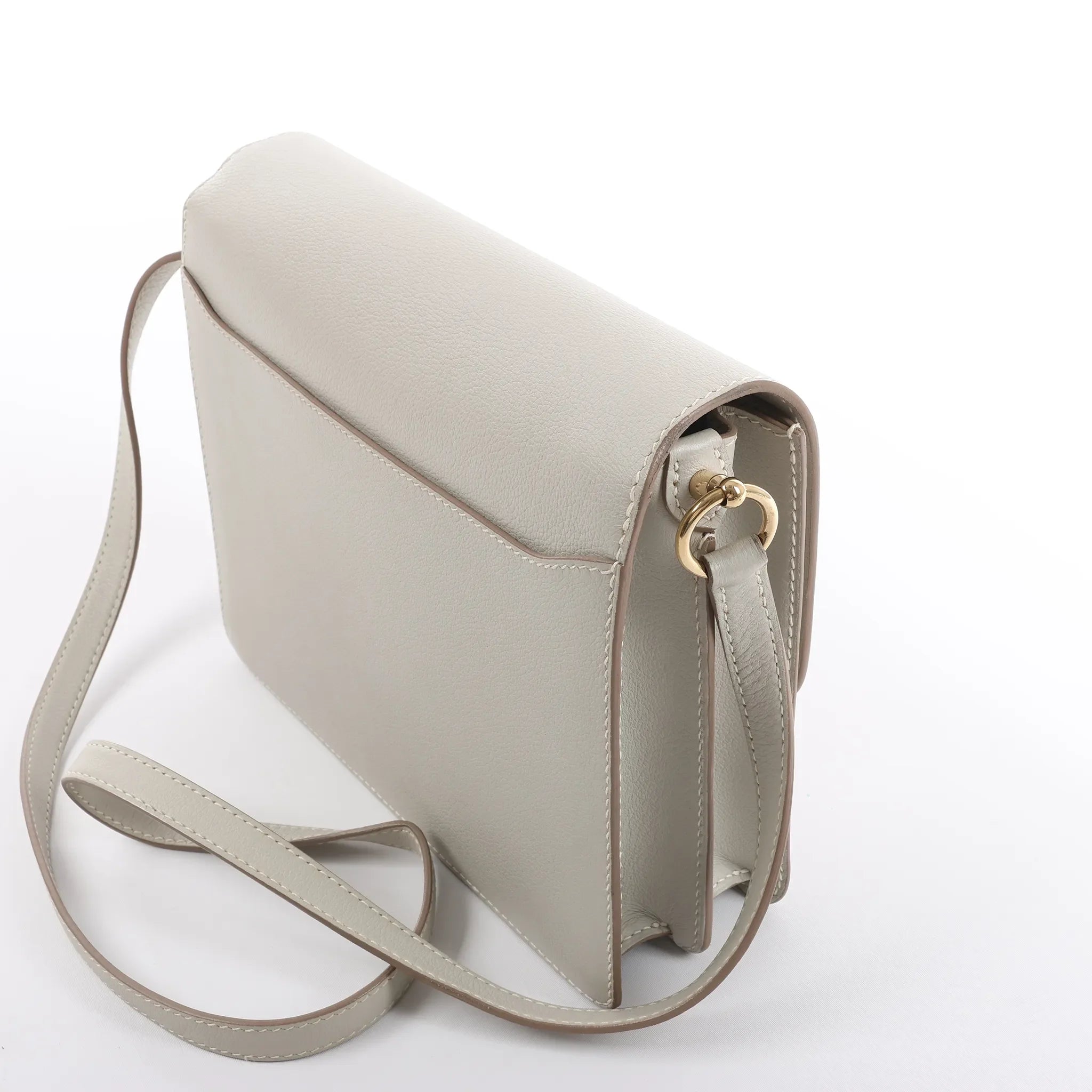 Hermes Sac Roulis 23 Evercolor Crossbody Bag in Pearl Gray C: 2018