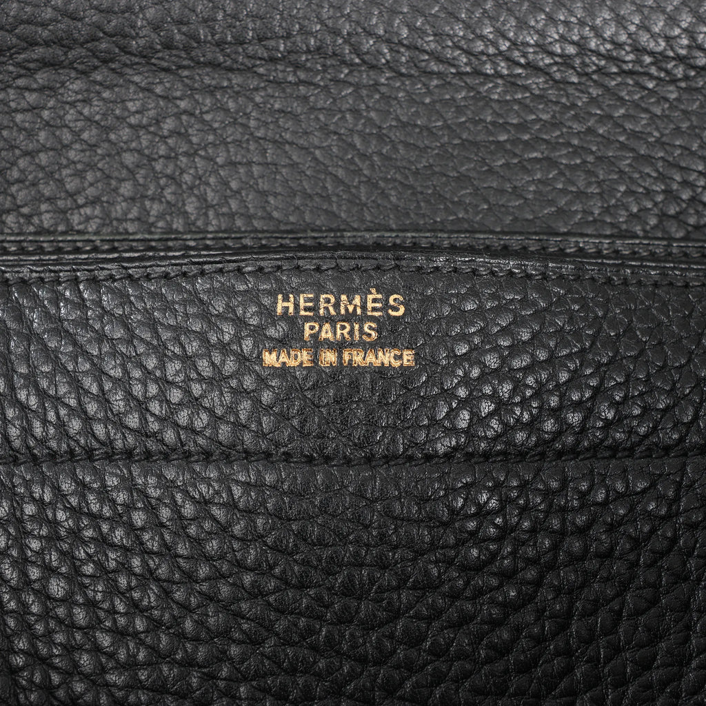 HERMÈS Sac à Depeche 38 Ardennes Leather Handbag in Black ○V:1992