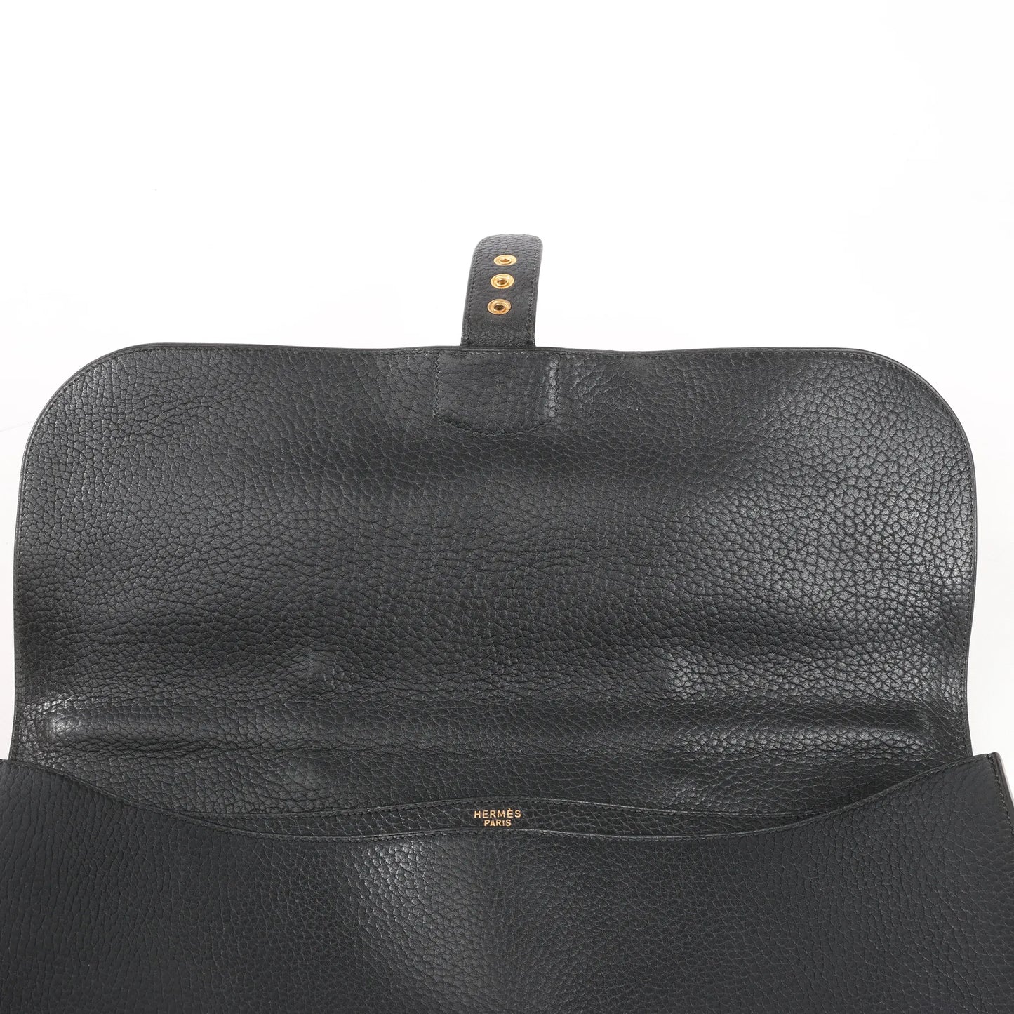 HERMÈS Sac à Depeche 38 Ardennes Lederhandtasche in Schwarz ○V:1992