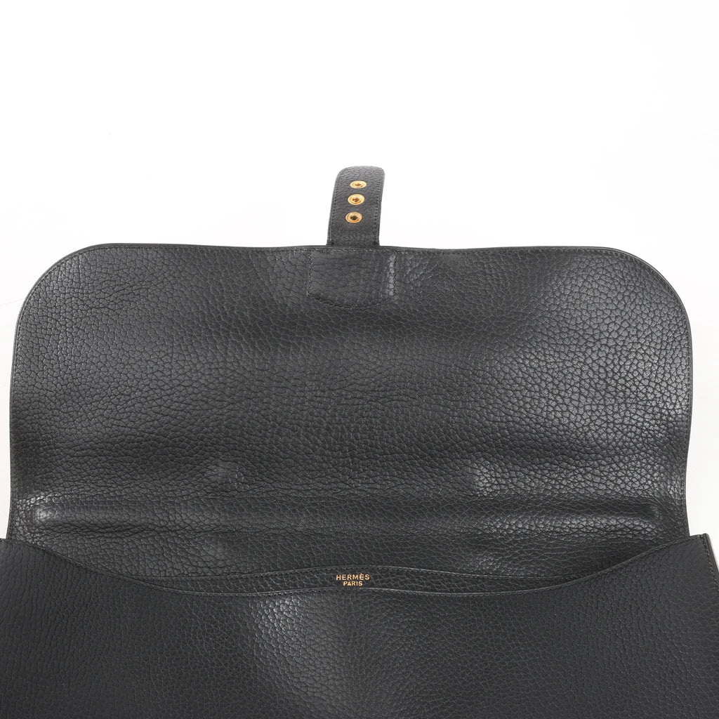 HERMÈS Sac à Depeche 38 Ardennes Leather Handbag in Black ○V:1992